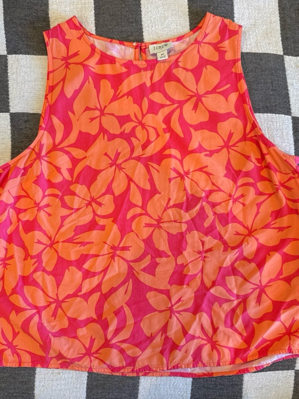 J. Crew Pink and Orange Floral Sleeveless Blouse